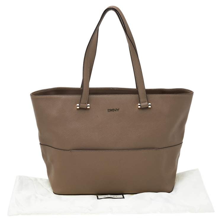 Pre Owned DKNY Grey Saffiano Leather Shopper Tote