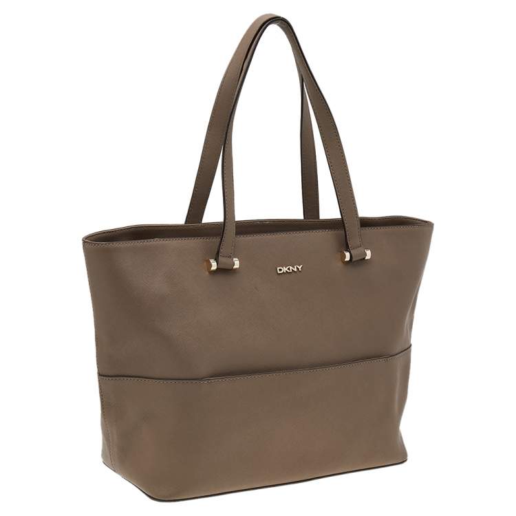 Pre Owned DKNY Grey Saffiano Leather Shopper Tote