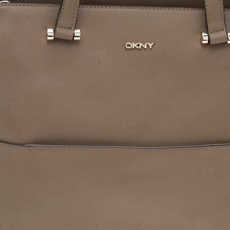 Pre Owned DKNY Grey Saffiano Leather Shopper Tote