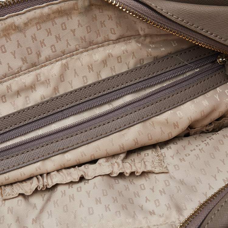 Pre Owned DKNY Grey Saffiano Leather Shopper Tote