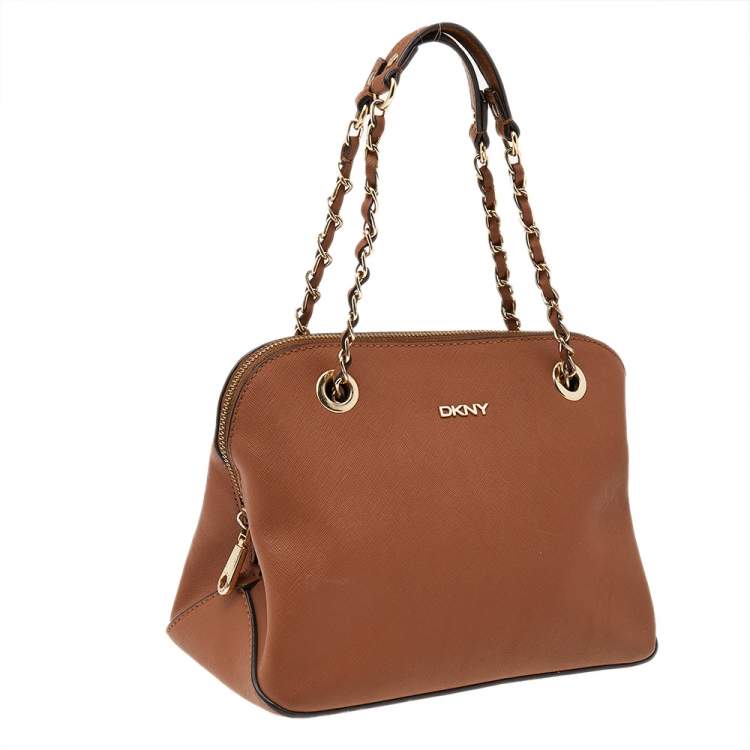 مملوكة مسبقًا DKNY Brown Saffiano Leather Bryant Park Shoulder Bag