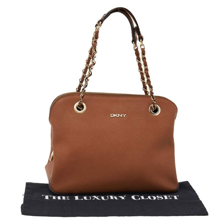 مملوكة مسبقًا DKNY Brown Saffiano Leather Bryant Park Shoulder Bag