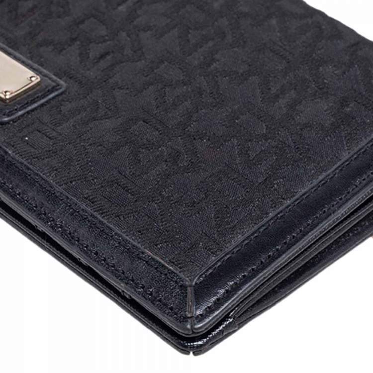 Pre Owned Dkny Black Signature Canvas and Leather Long Wallet