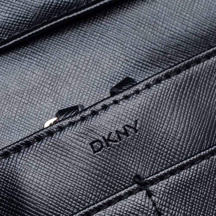 Pre Owned Dkny Black Signature Canvas and Leather Long Wallet