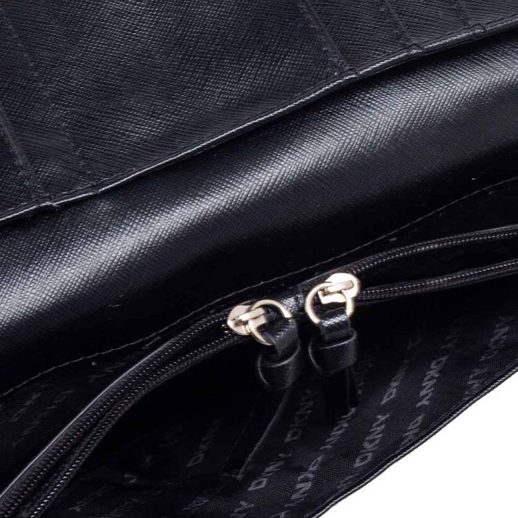 Pre Owned Dkny Black Signature Canvas and Leather Long Wallet