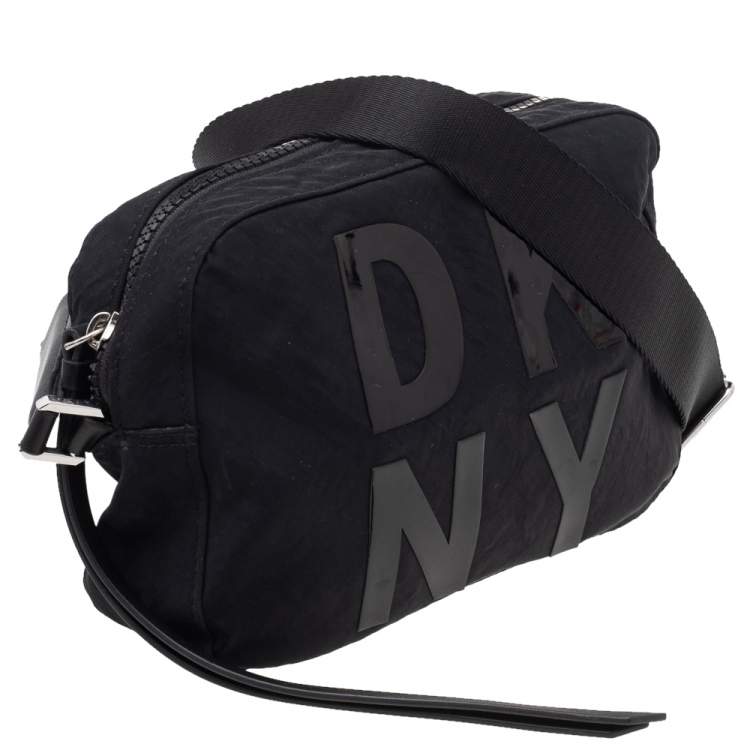 Pre Owned DKNY Black Nylon And Leather Crossbody Bag