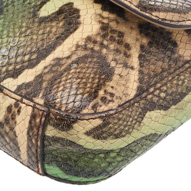 Pre Owned DKNY Multicolor Snakeskin Embossed Leather Shoulder Bag