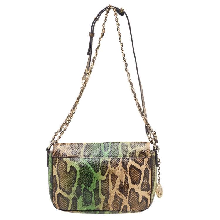 Pre Owned DKNY Multicolor Snakeskin Embossed Leather Shoulder Bag