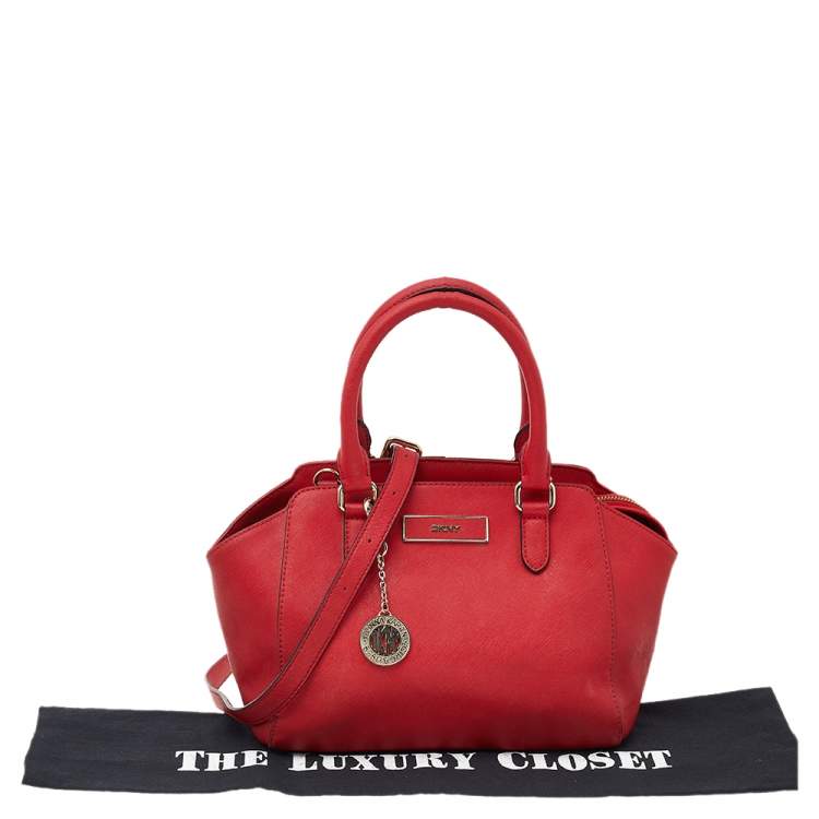 Pre Owned DKNY Red Saffiano Leather Bryant Park Bag
