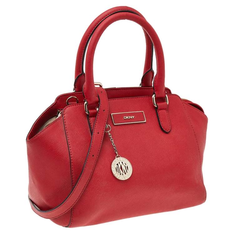 Pre Owned DKNY Red Saffiano Leather Bryant Park Bag
