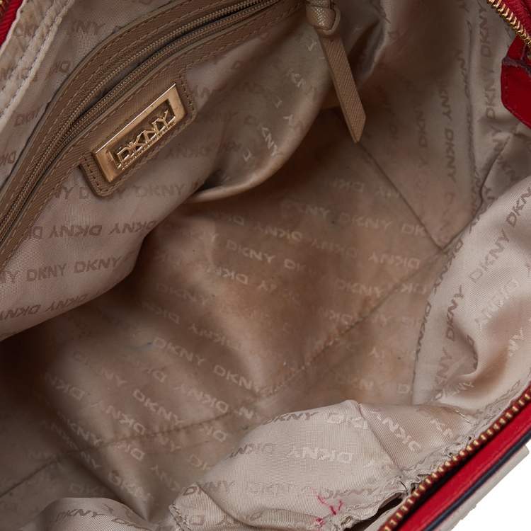 Pre Owned DKNY Red Saffiano Leather Bryant Park Bag
