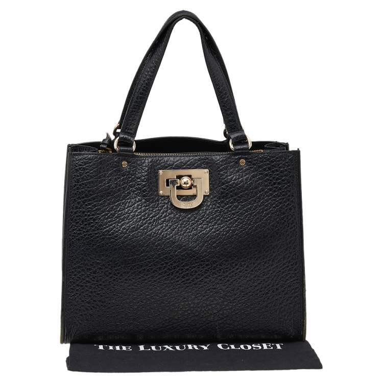 Pre Owned DKNY Black Grain Leather Beekman French Tote