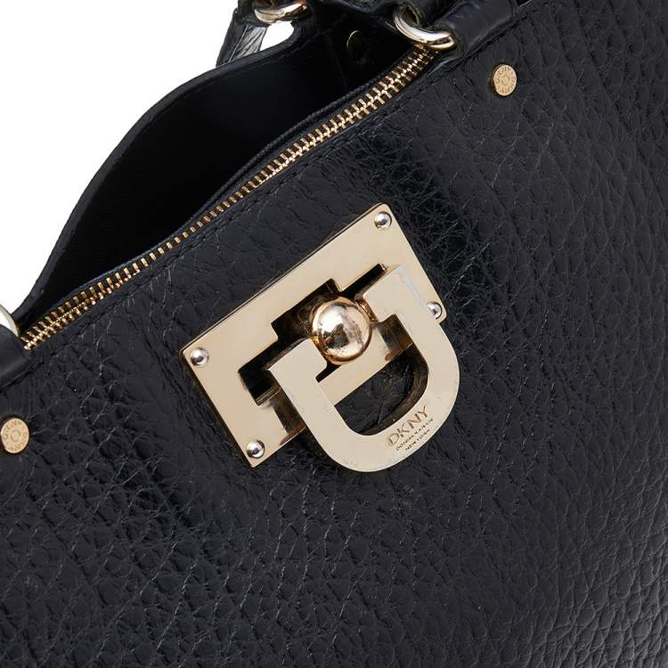 Pre Owned DKNY Black Grain Leather Beekman French Tote