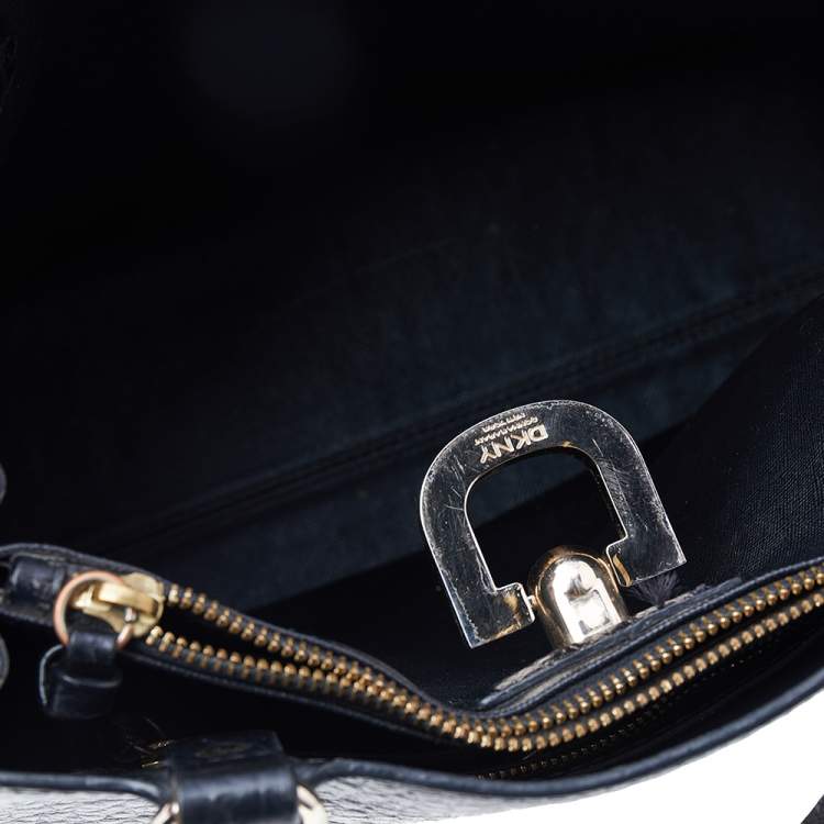 Pre Owned DKNY Black Grain Leather Beekman French Tote
