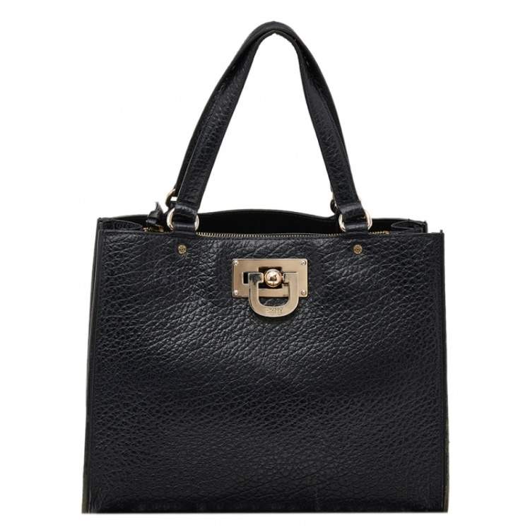 Pre Owned DKNY Black Grain Leather Beekman French Tote