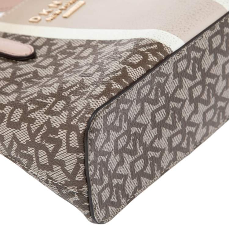 Pre Owned DKNY Beige/Brown Monogram Coated PVC Dome Satchel
