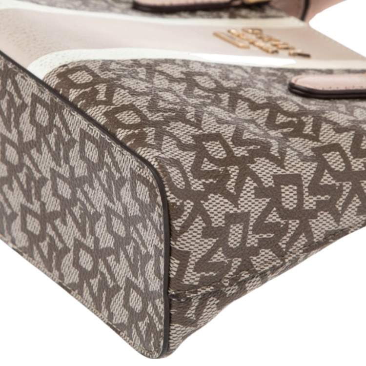 Pre Owned DKNY Beige/Brown Monogram Coated PVC Dome Satchel