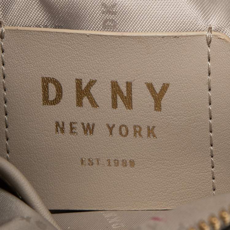 Pre Owned DKNY Beige/Brown Monogram Coated PVC Dome Satchel