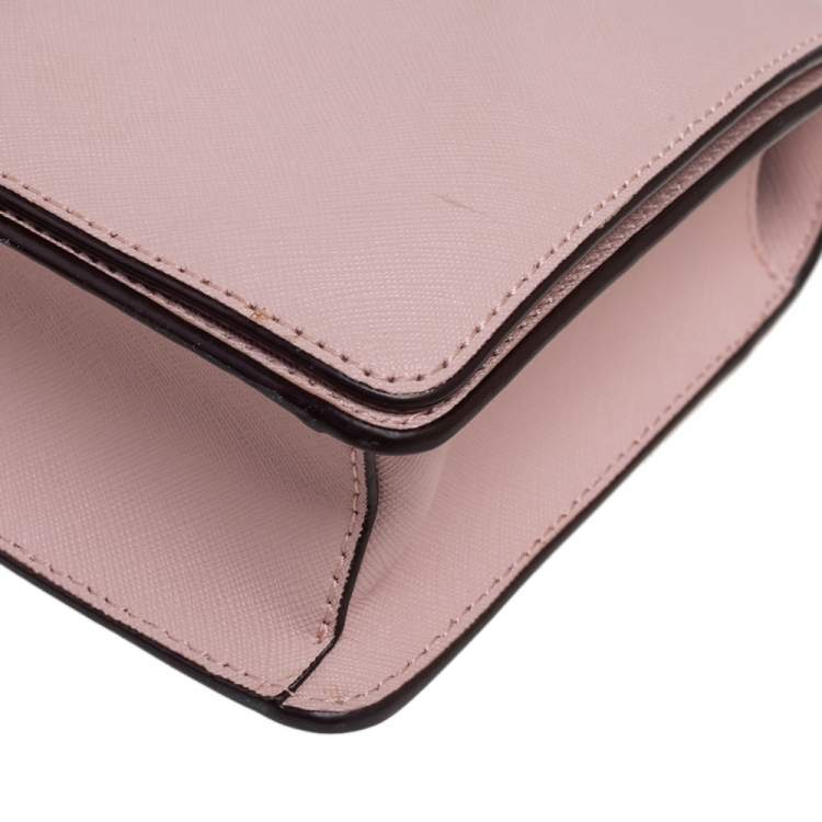 Pre Owned DKNY Pink Leather Full Flap Bryant Shoulder Bag