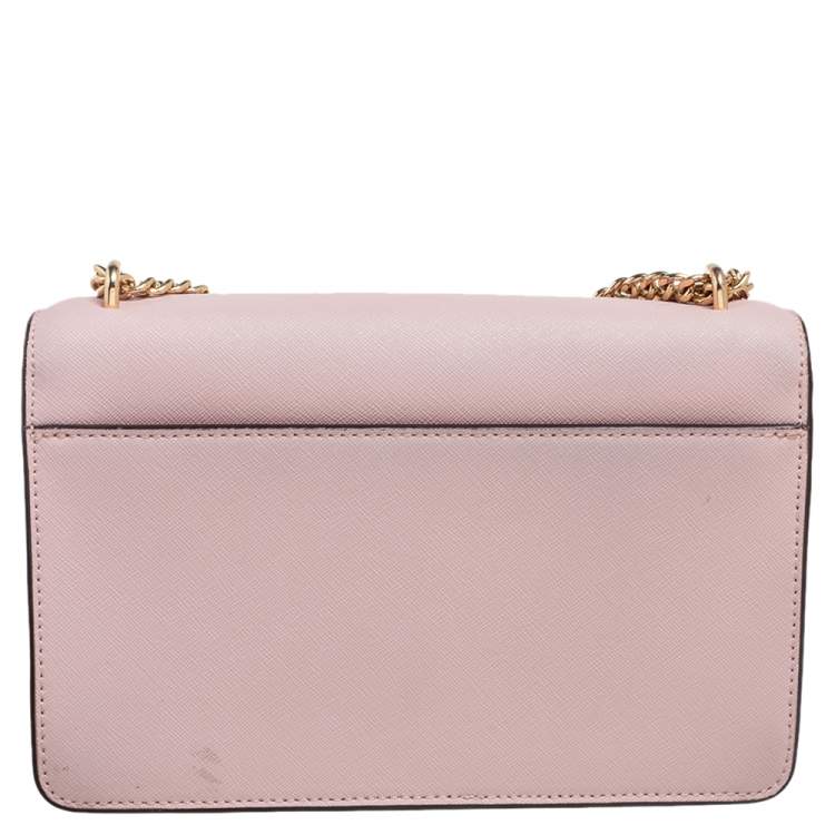 Pre Owned DKNY Pink Leather Full Flap Bryant Shoulder Bag