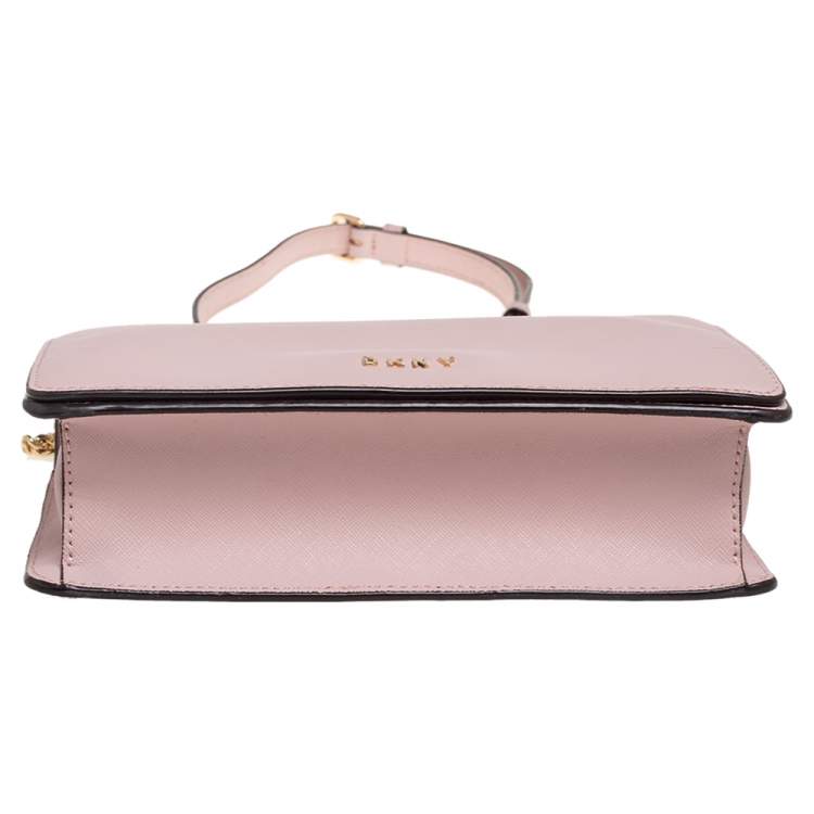Pre Owned DKNY Pink Leather Full Flap Bryant Shoulder Bag