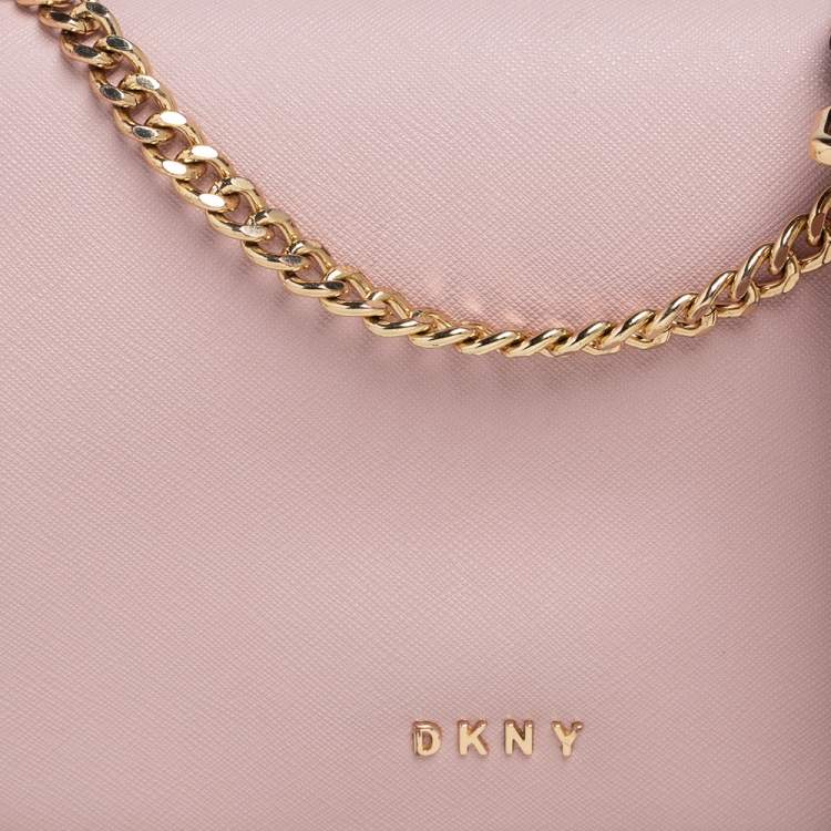 Pre Owned DKNY Pink Leather Full Flap Bryant Shoulder Bag