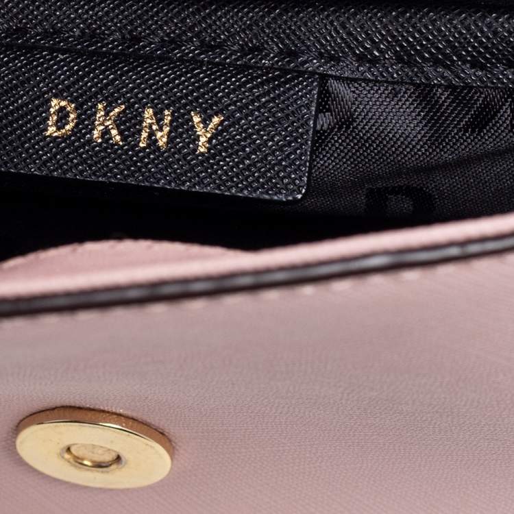 Pre Owned DKNY Pink Leather Full Flap Bryant Shoulder Bag