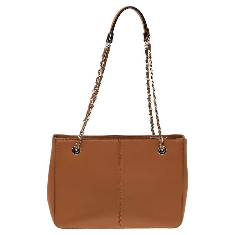 مملوكة مسبقًا DKNY Brown Leather Bryant Park Chain Tote