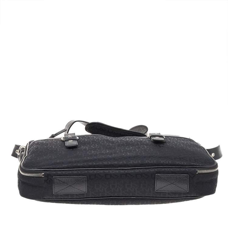 Pre Owned DKNY Black Signature Canvas And Leather Laptop Bag