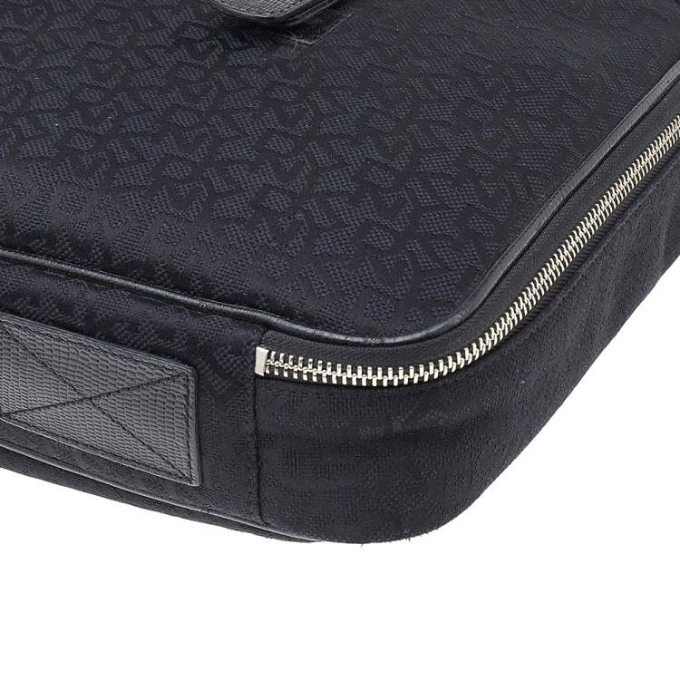 Pre Owned DKNY Black Signature Canvas And Leather Laptop Bag