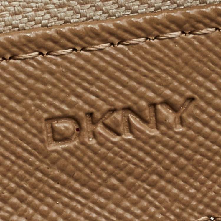 Pre Owned DKNY Metallic Gold Python Embossed Leather Zip Around Wallet