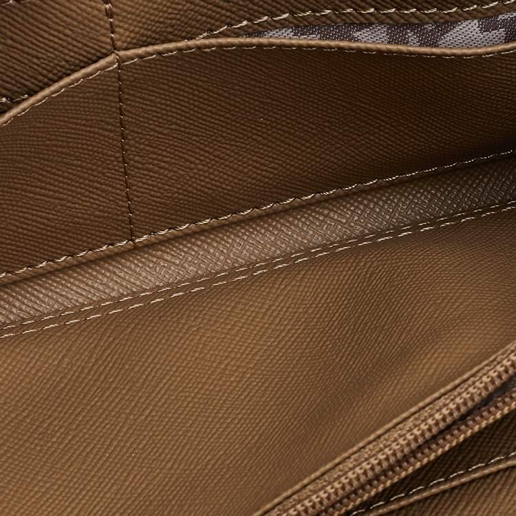 Pre Owned DKNY Metallic Gold Python Embossed Leather Zip Around Wallet