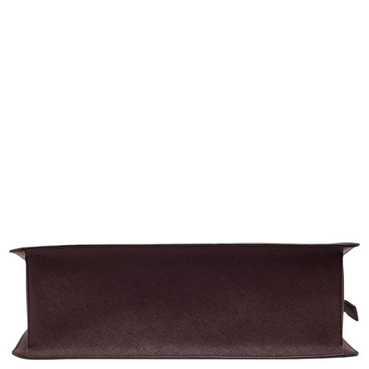 Pre Owned DKNY Burgundy Leather Large Bryant Top Zip Tote