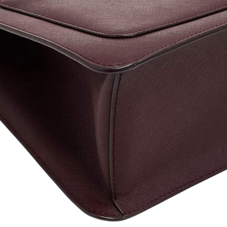 Pre Owned DKNY Burgundy Leather Large Bryant Top Zip Tote