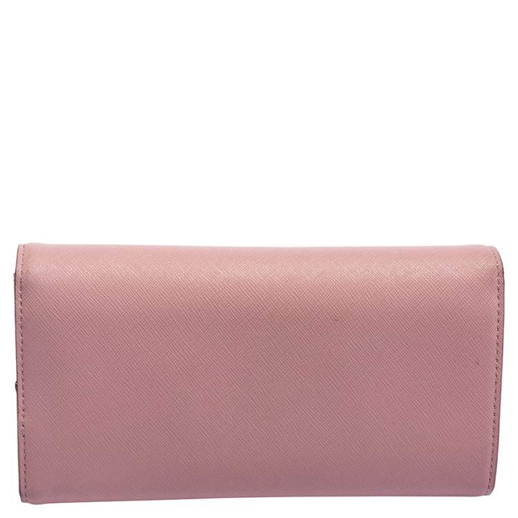 Pre Owned Dkny Pink Saffiano Leather Envelope Flap Wallet