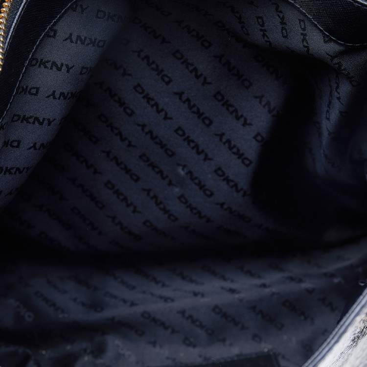 Pre Owned DKNY Black Leather Scarf Tote