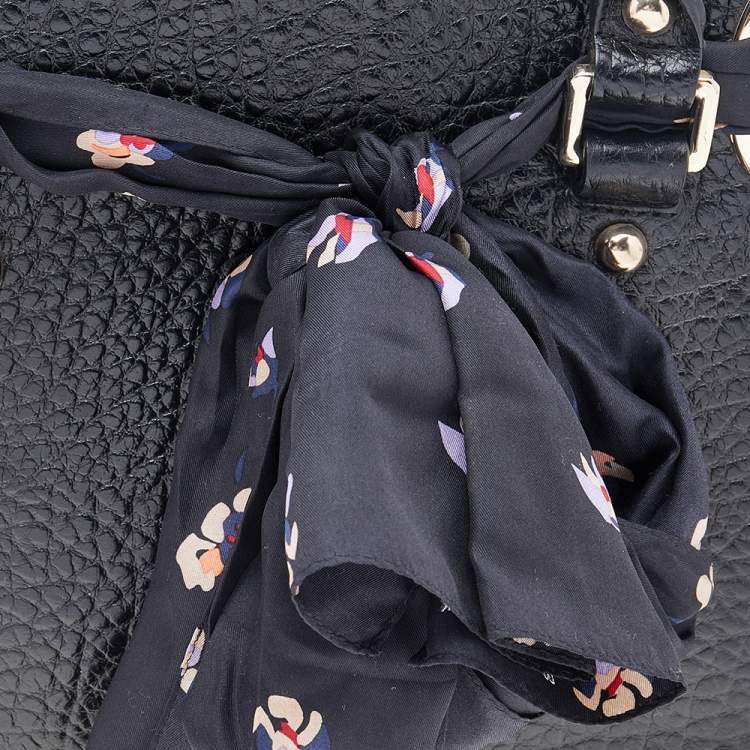 Pre Owned DKNY Black Leather Scarf Tote