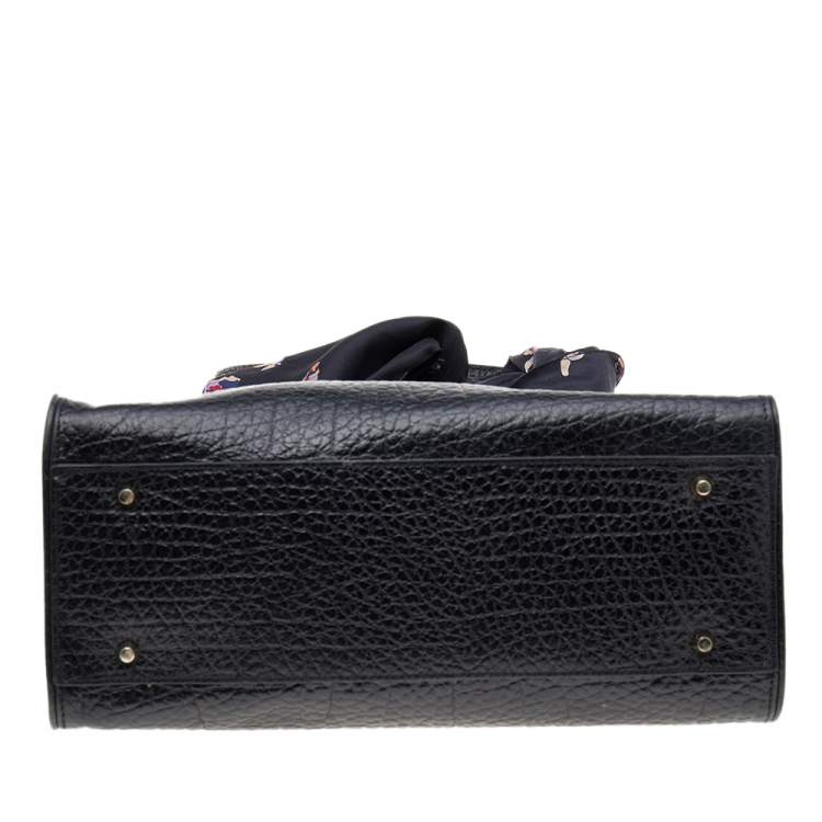 Pre Owned DKNY Black Leather Scarf Tote