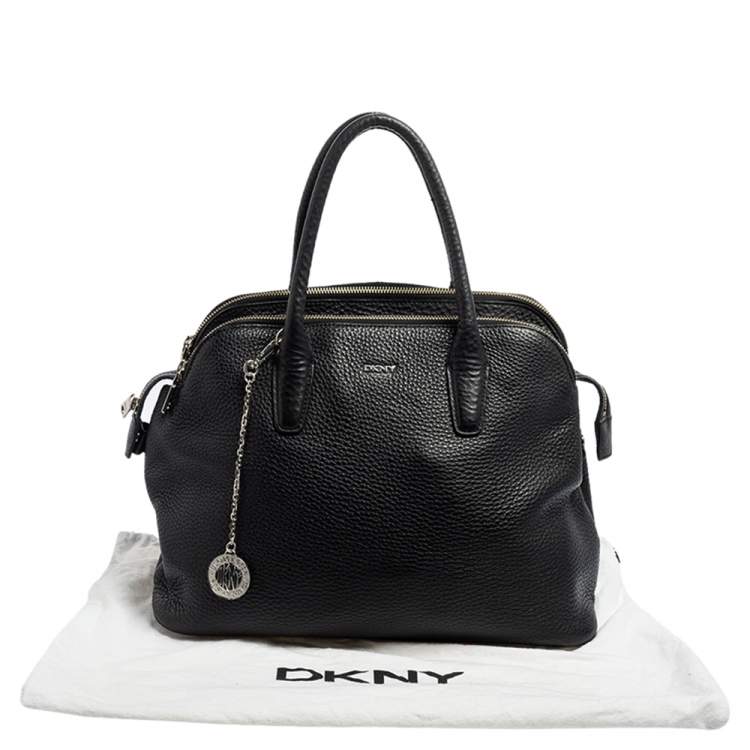 مملوكة مسبقًا DKNY Black Leather Dome Satchel