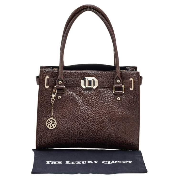 مملوكة مسبقًا DKNY Brown Grain Leather Tote