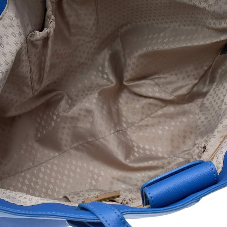 Pre Owned DKNY Blue Saffiano Leather Tote
