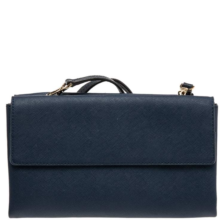 Pre Owned Dkny Blue Leather Flap Crossbody Bag
