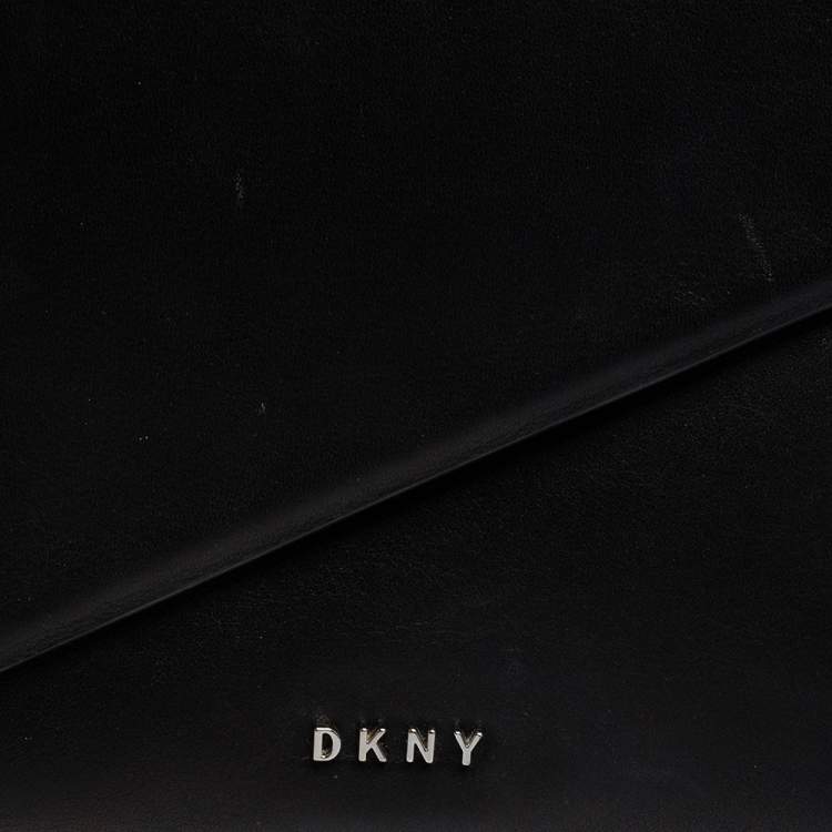 Pre Owned DKNY Black Leather Envelope Clutch