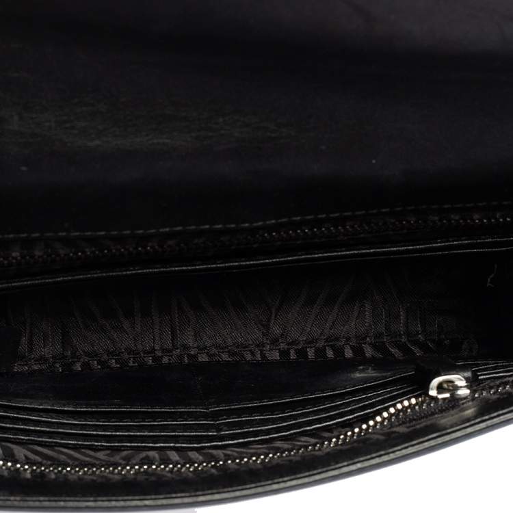 Pre Owned DKNY Black Leather Envelope Clutch