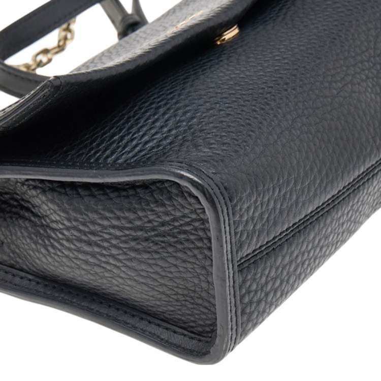 Pre Owned DKNY Black Leather Flap Crossbody Bag