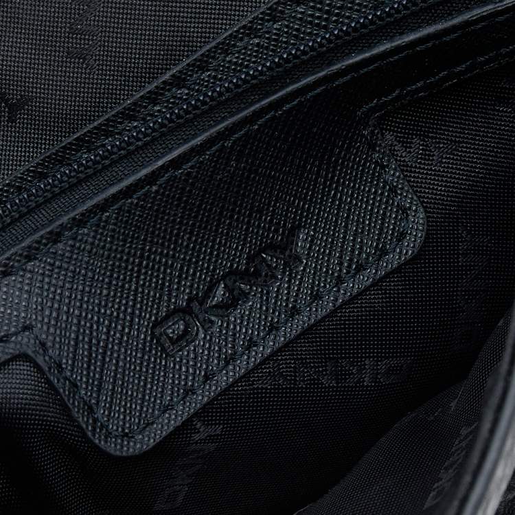 Pre Owned DKNY Black Leather Flap Crossbody Bag