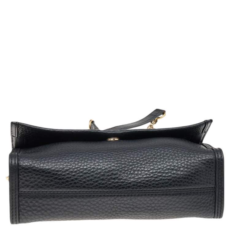Pre Owned DKNY Black Leather Flap Crossbody Bag