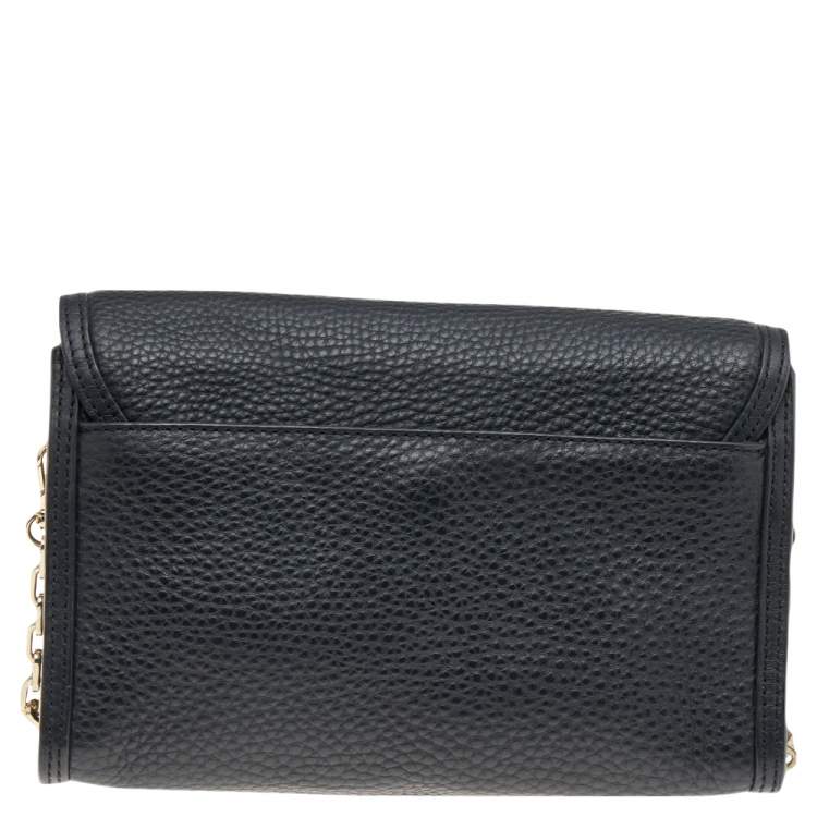 Pre Owned DKNY Black Leather Flap Crossbody Bag