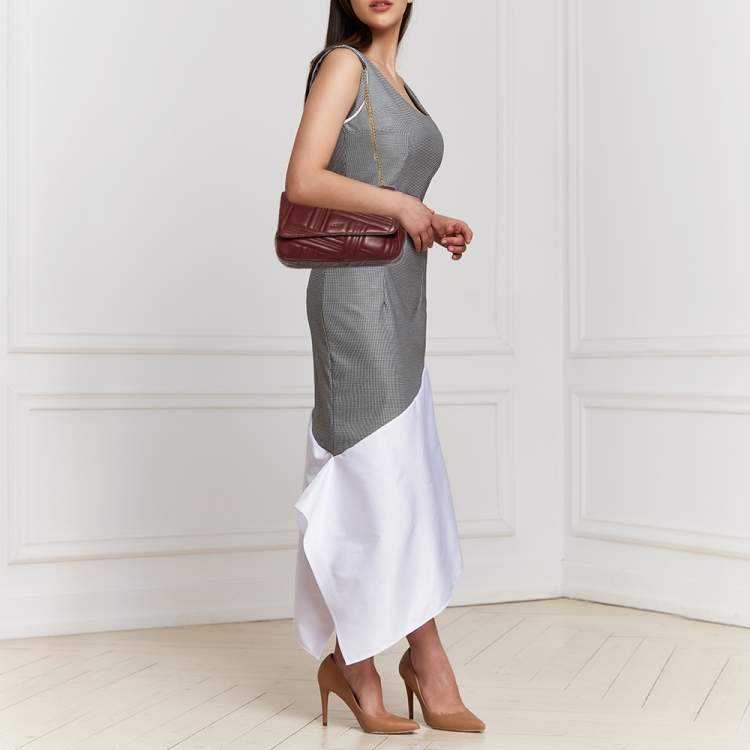 Pre Owned DKNY Burgundy Quilted Leather Flap Chain Shoulder Bag