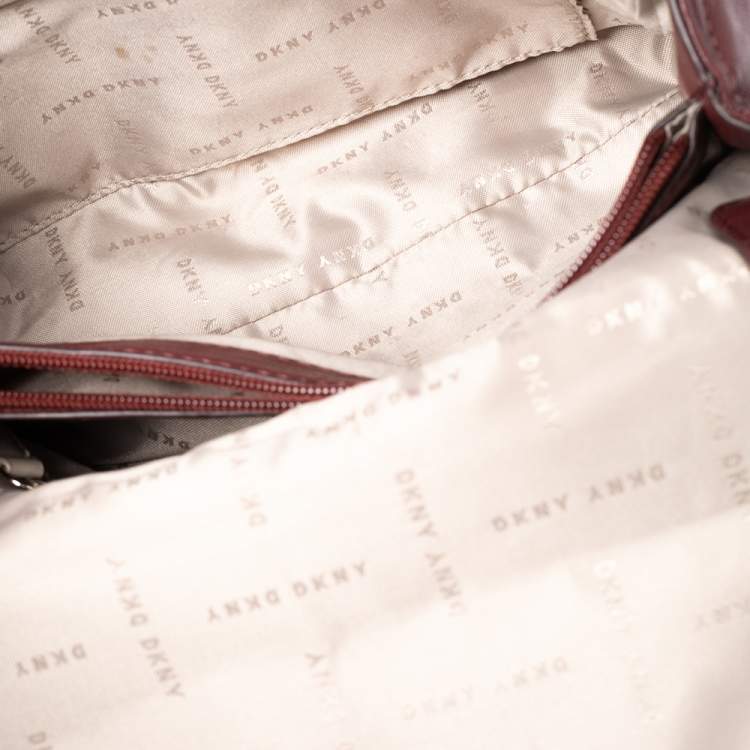 Pre Owned DKNY Burgundy Quilted Leather Flap Chain Shoulder Bag